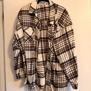 Maurices Black and Cream Plaid Shirt